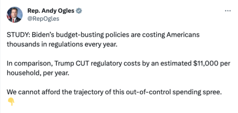 Rep. Ogles Tweets Against Biden Economic Failures