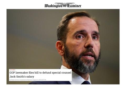 A Bill To Defund Jack Smith 